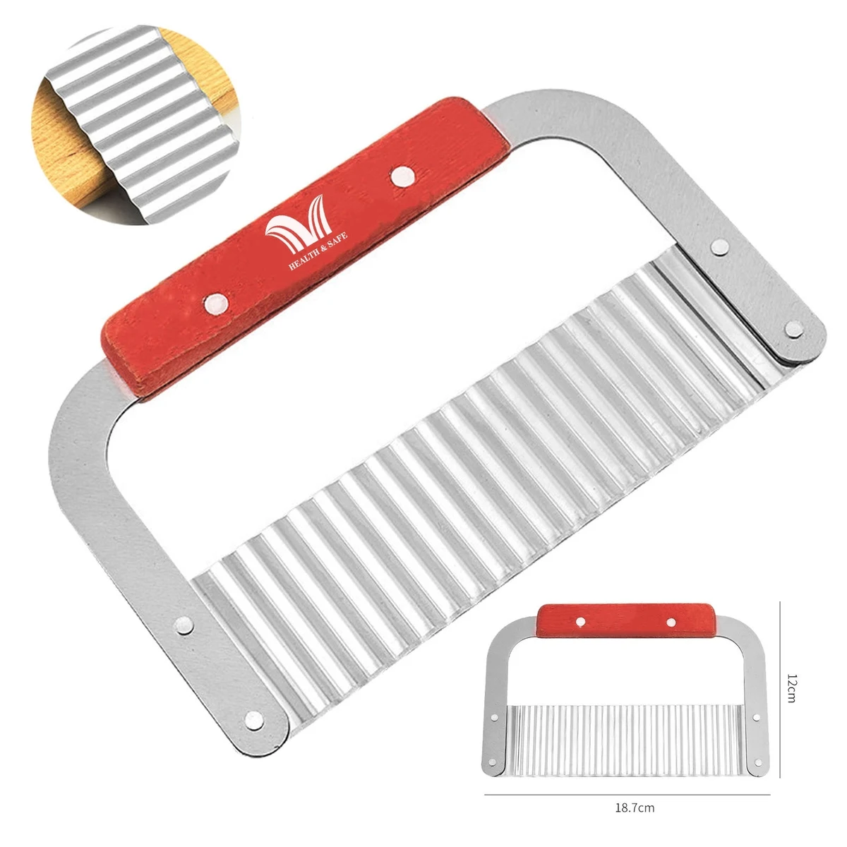 Stainless Steel Wavy Potato Crinkle Cutter, custom kitchen gadget with logo imprint 1