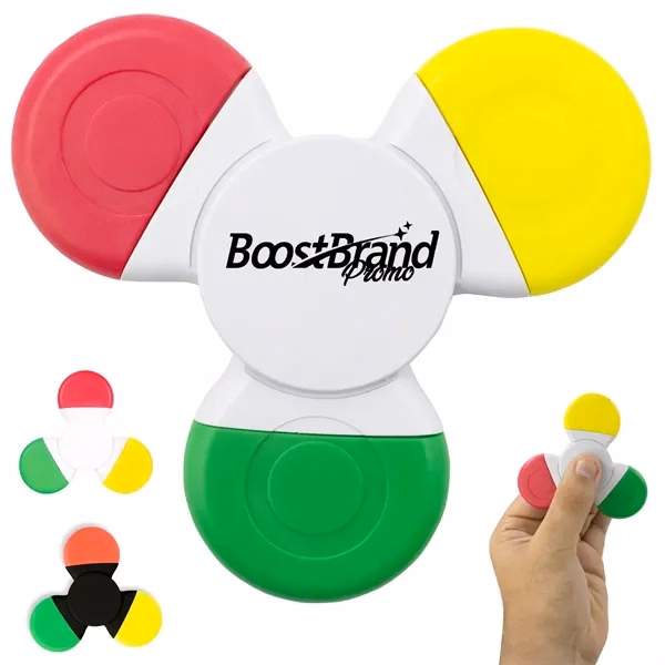 Custom Fidget Spinner Highlighter with Three Detachable Pens — Student Focus Tool