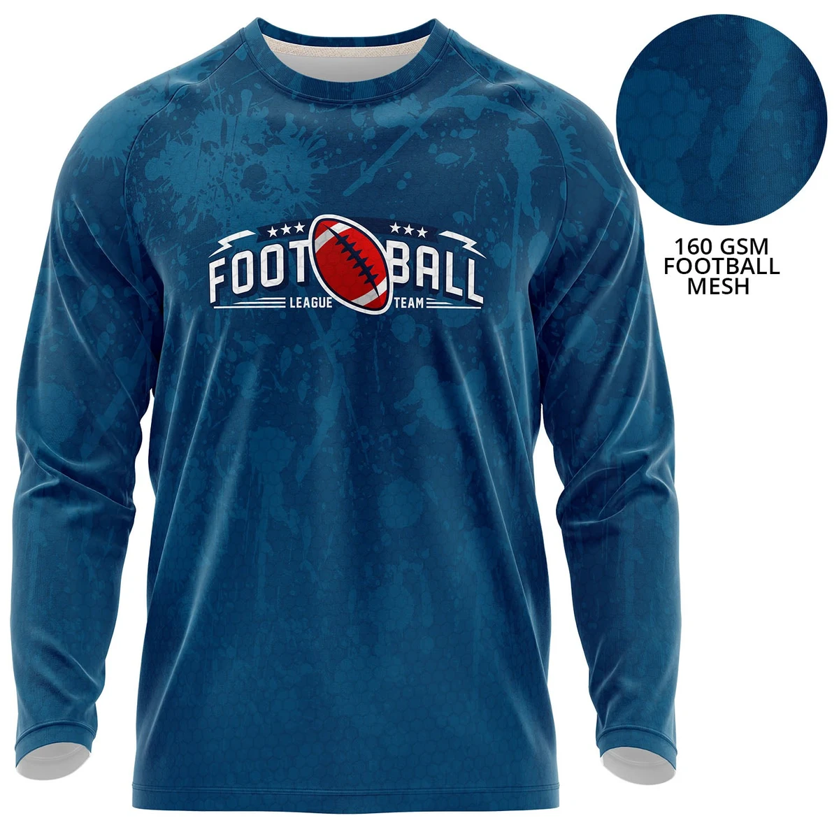 Unisex 160 GSM Football Mesh Performance Sublimation Long Sleeve T-shirt 1