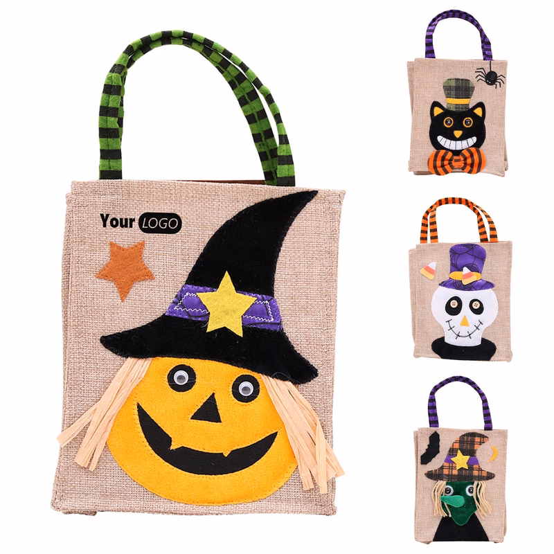 Jute Halloween Candy Tote Bag
