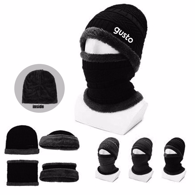 Knit Beanies Hat Scarf Set