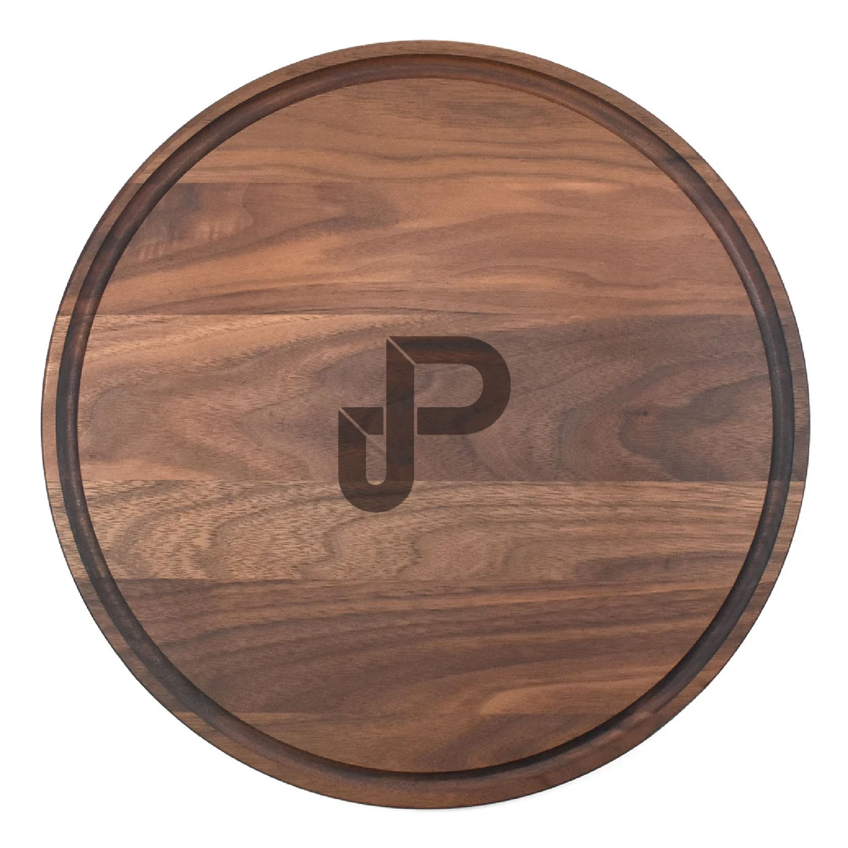 13 1/2" Walnut Round Cutting Board with Juice Groove 1