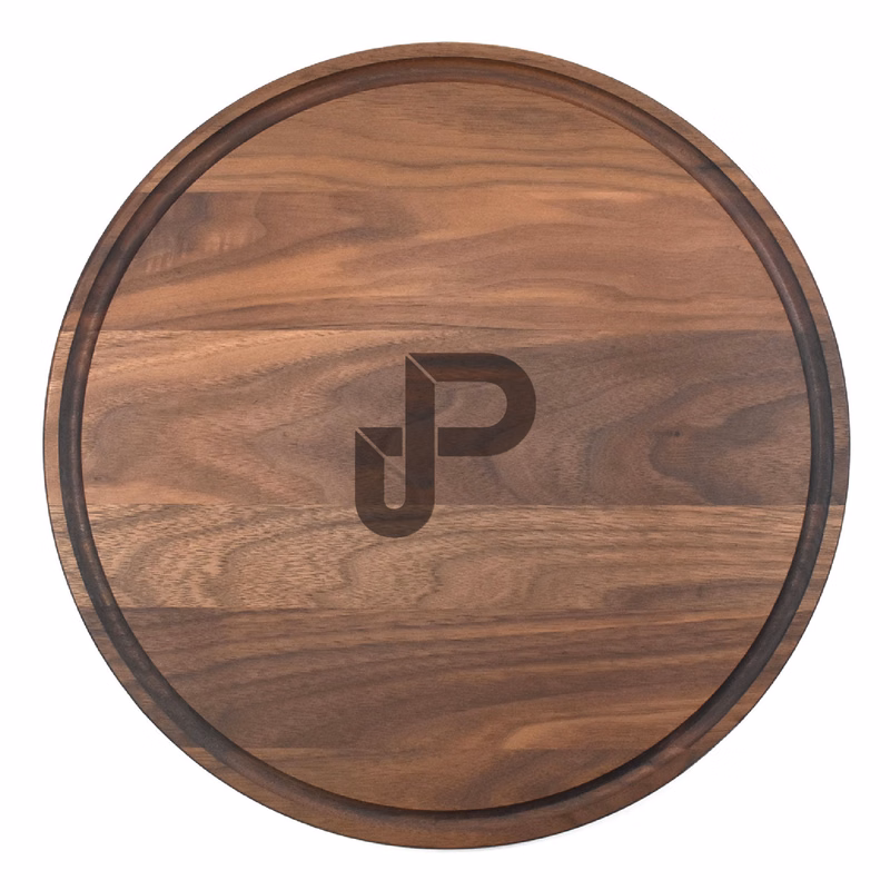 13 1/2" Walnut Round Cutting Board with Juice Groove