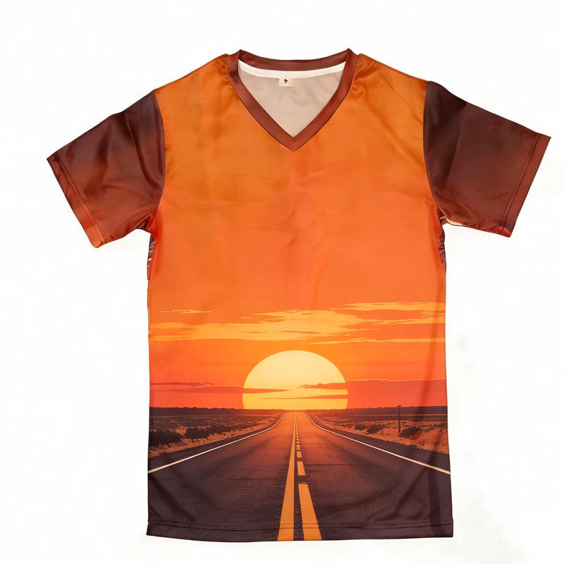 V Neck Mesh Tee Full Color Custom Print