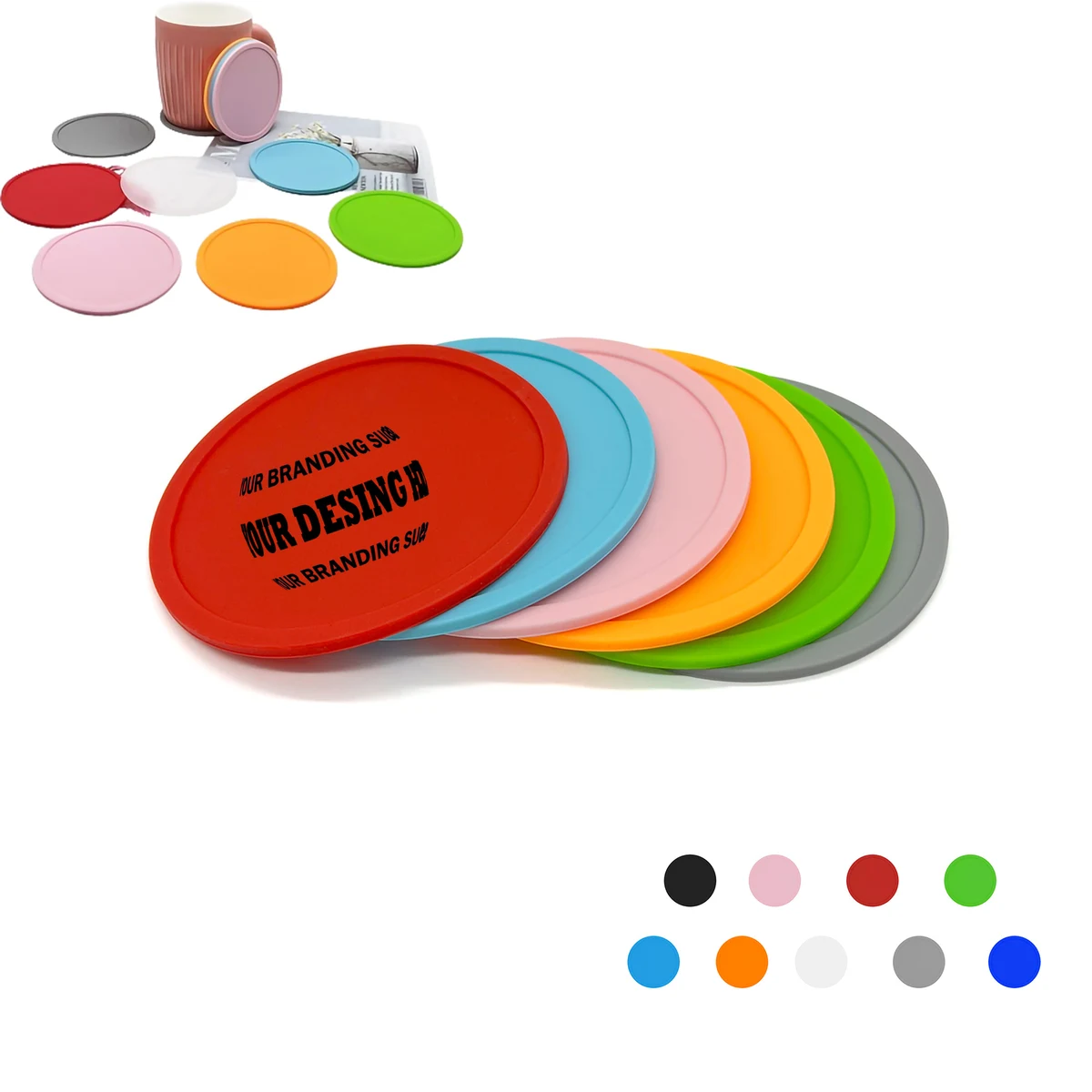Custom Reusable Round Silicone Coasters 1