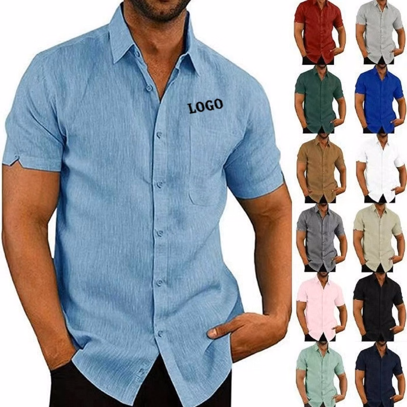 Men's linen Short Sleeved Casual Shirt
