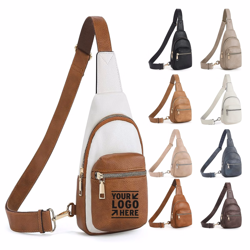 Women Vegan Leather Fanny Pack Small Sling Crossbody Chest With Guitar Strap 
