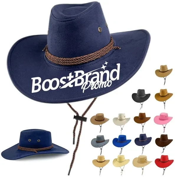 Custom Faux Suede Western Cowboy Hat with Wide Brim — Festival & Event Gear 1