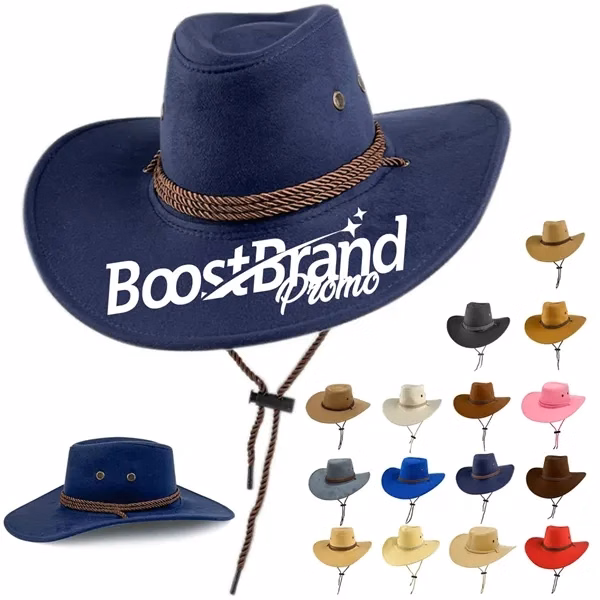 Custom Faux Suede Western Cowboy Hat with Wide Brim — Festival & Event Gear