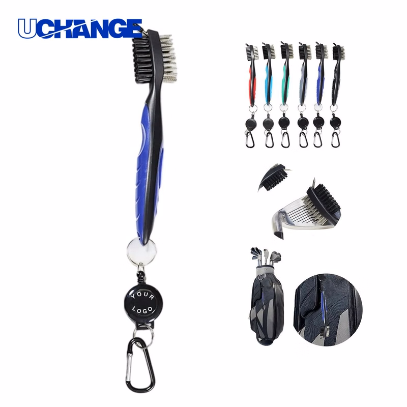 Golf Club Brush with Retractable Cord Tool