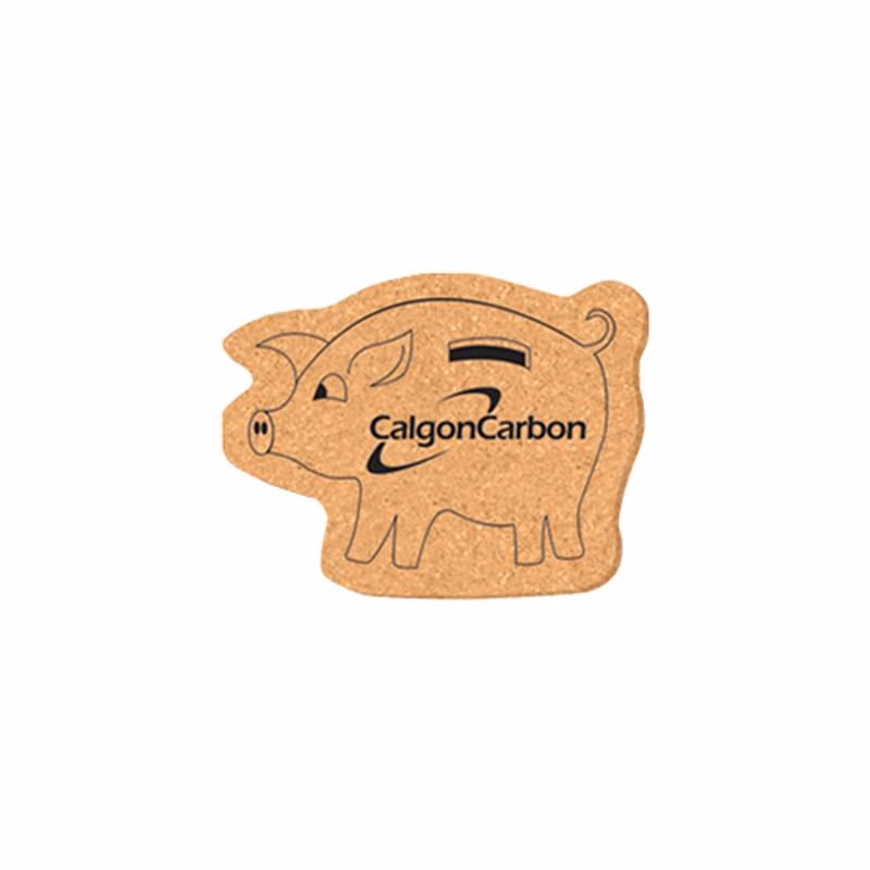 Coaster - 3 1/2" x 4 1/2" Pig Shape Cork Coasters