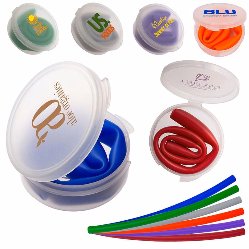 Eco-friendly Reusable Silicone Straw with Case