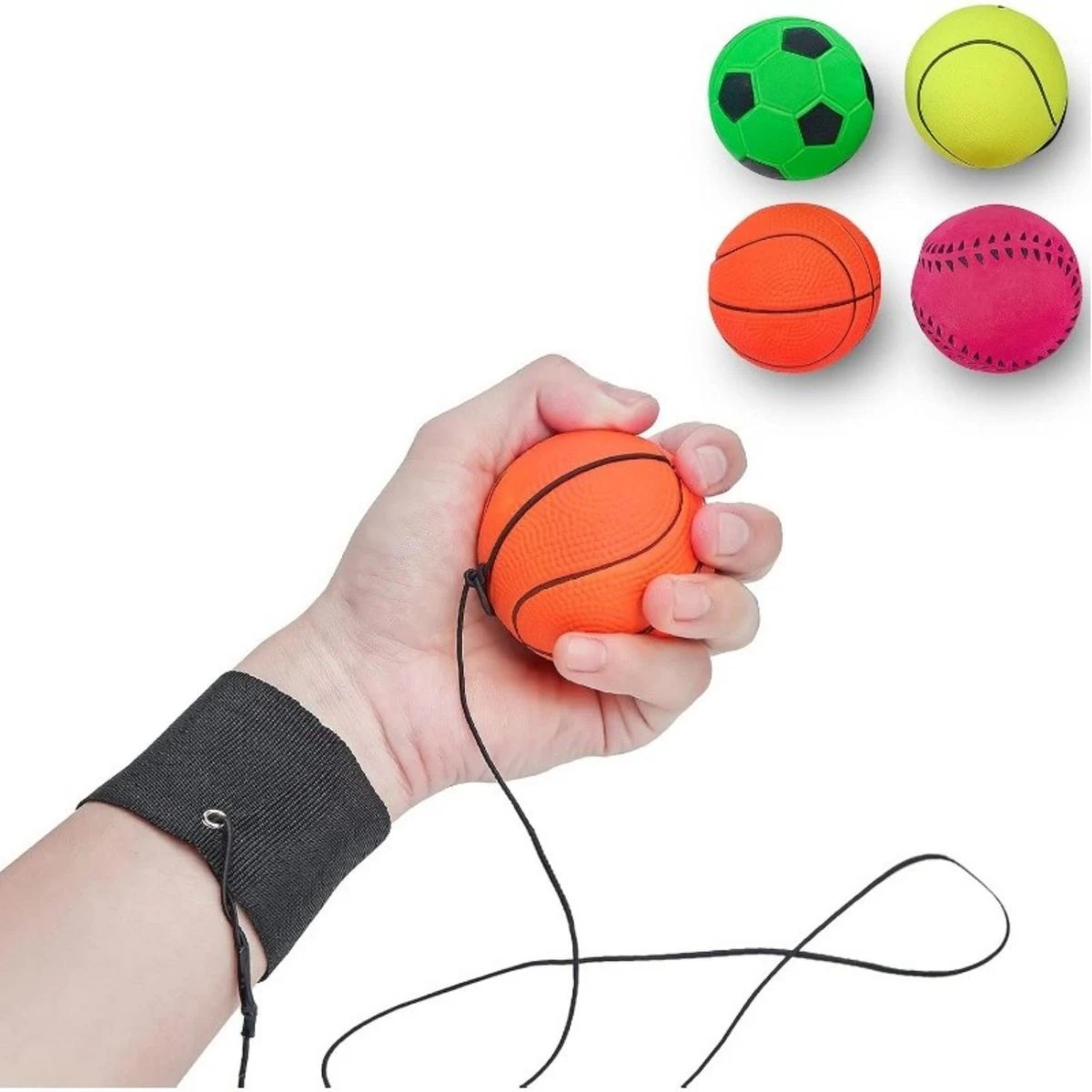Rubber Rebound Training Ball With Elastic Wrist Strap 1