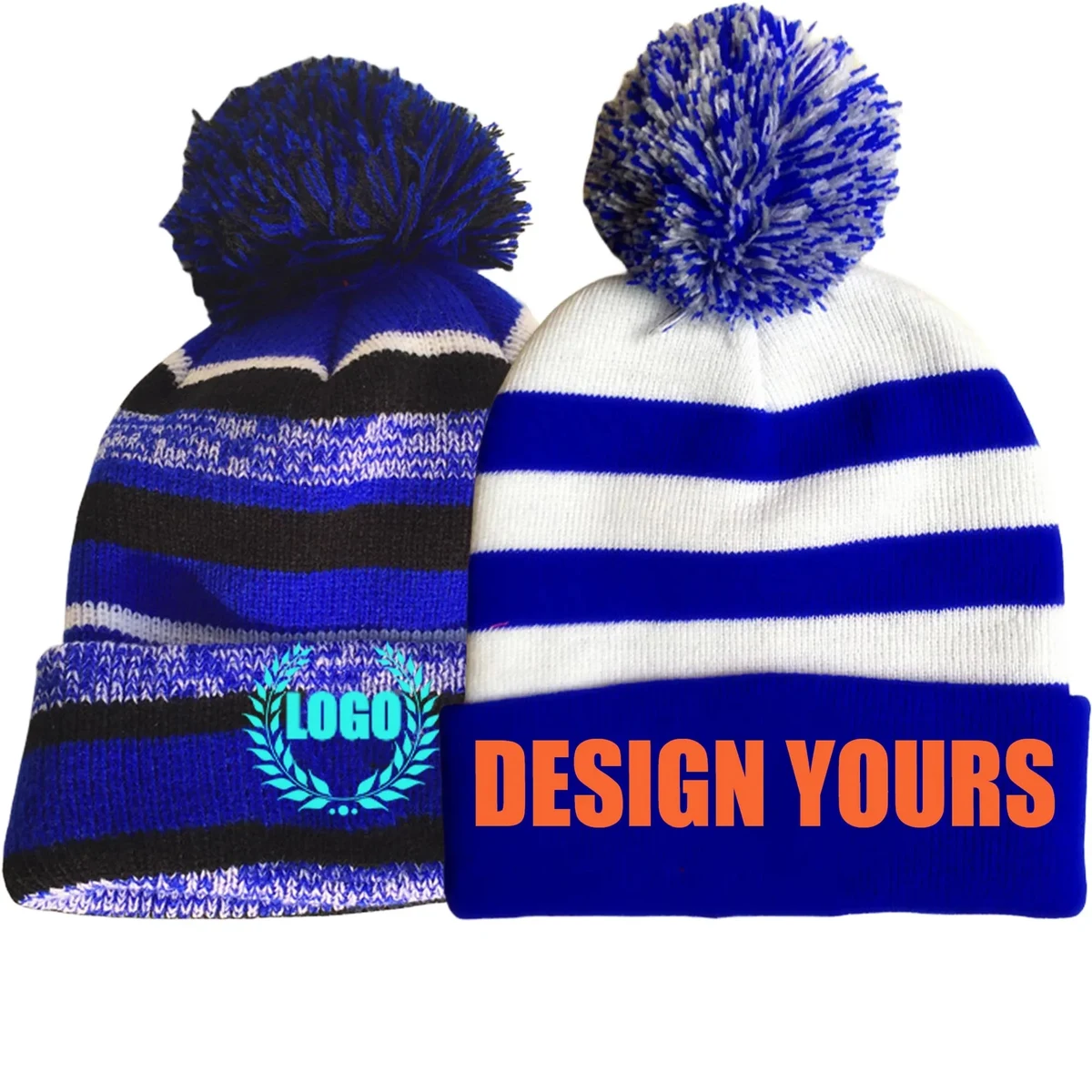 Unisex Seamless Skiing Beanie Hat Knitted Jacquard Pom 1