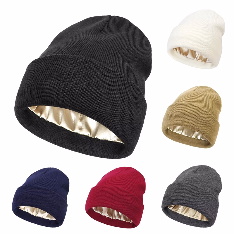 Winter Beanie Knitted Wool Hat Smooth Inside To Prevent Hair Dryness