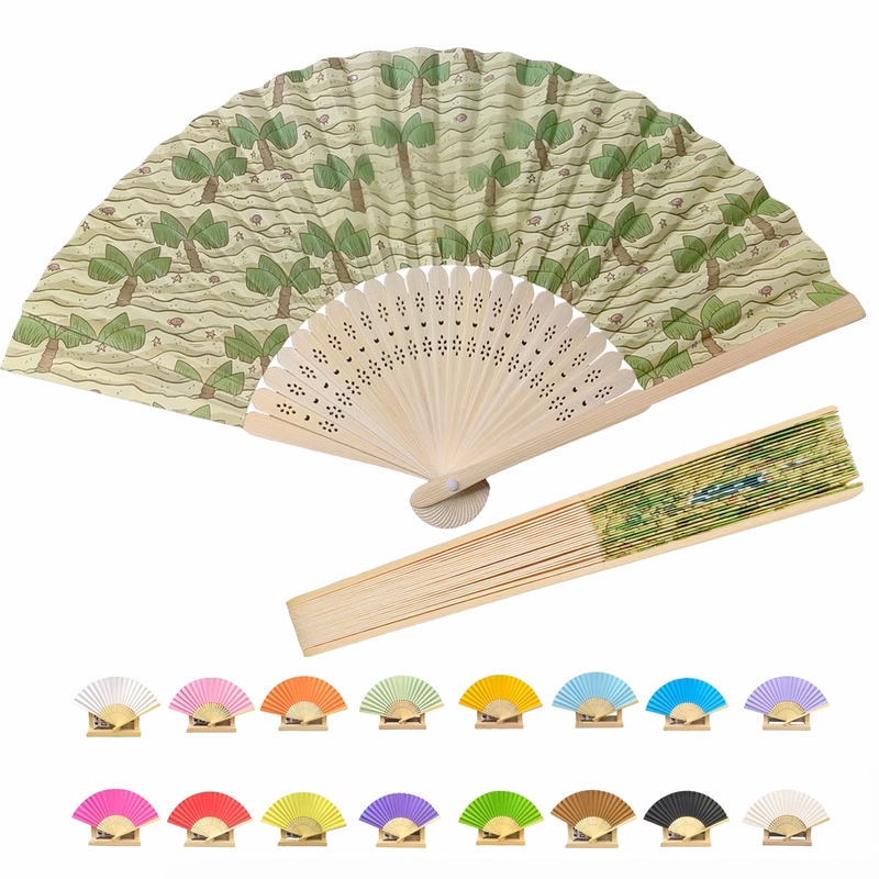 8.3 " Collapsible Bamboo Paper Fan with Full color printing