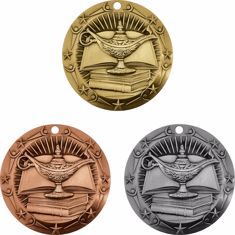 Stock World Class Sports & Academic Medals: Book & Lamp