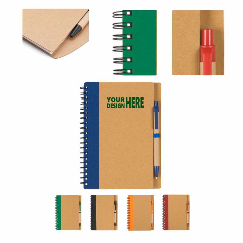 MOQ50 Personalized Spiral Notepad with Pen Set