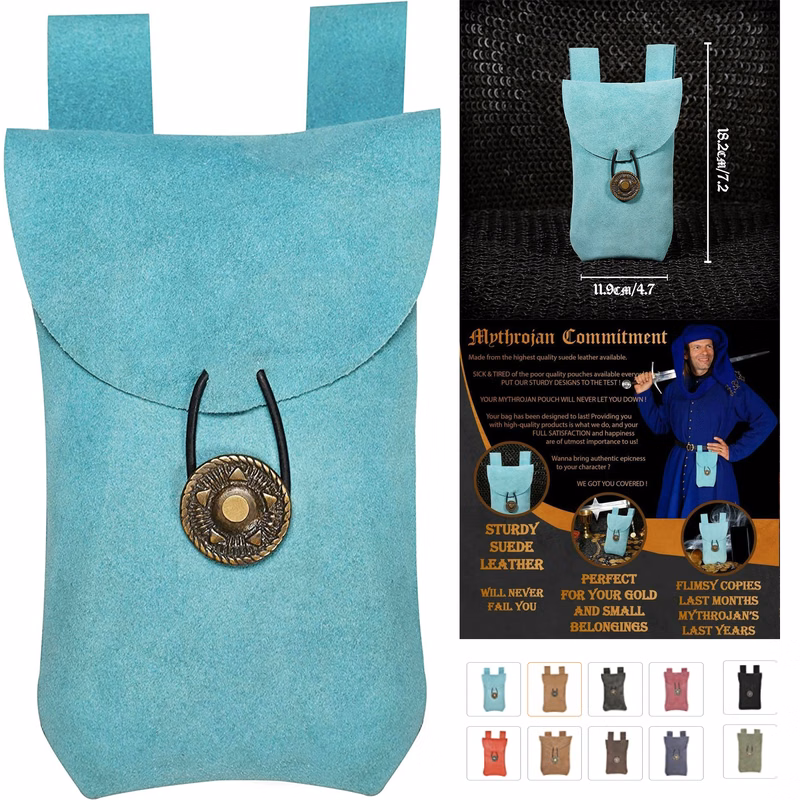 Medieval Renaissance Suede Jewelry Belt Pouch