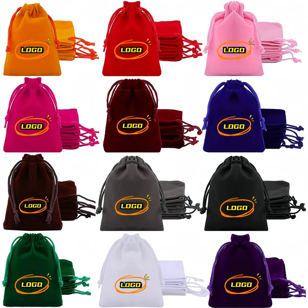 Full Color Soft Velvet Drawstring Bags 1