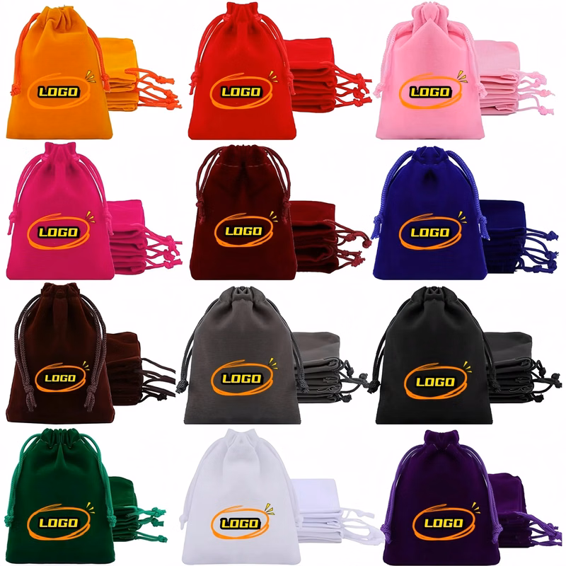 Full Color Soft Velvet Drawstring Bags