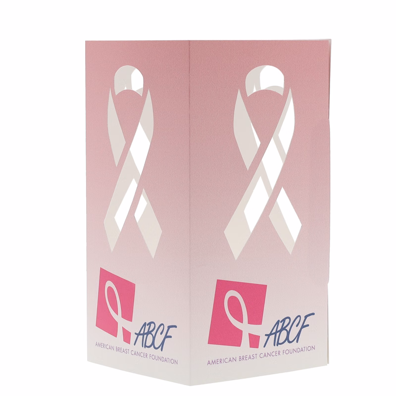 Table Luminary Card Stock 12 pt 4 Sided 4.250" x 4.250" x 8.000" Ribbon White Digital Print