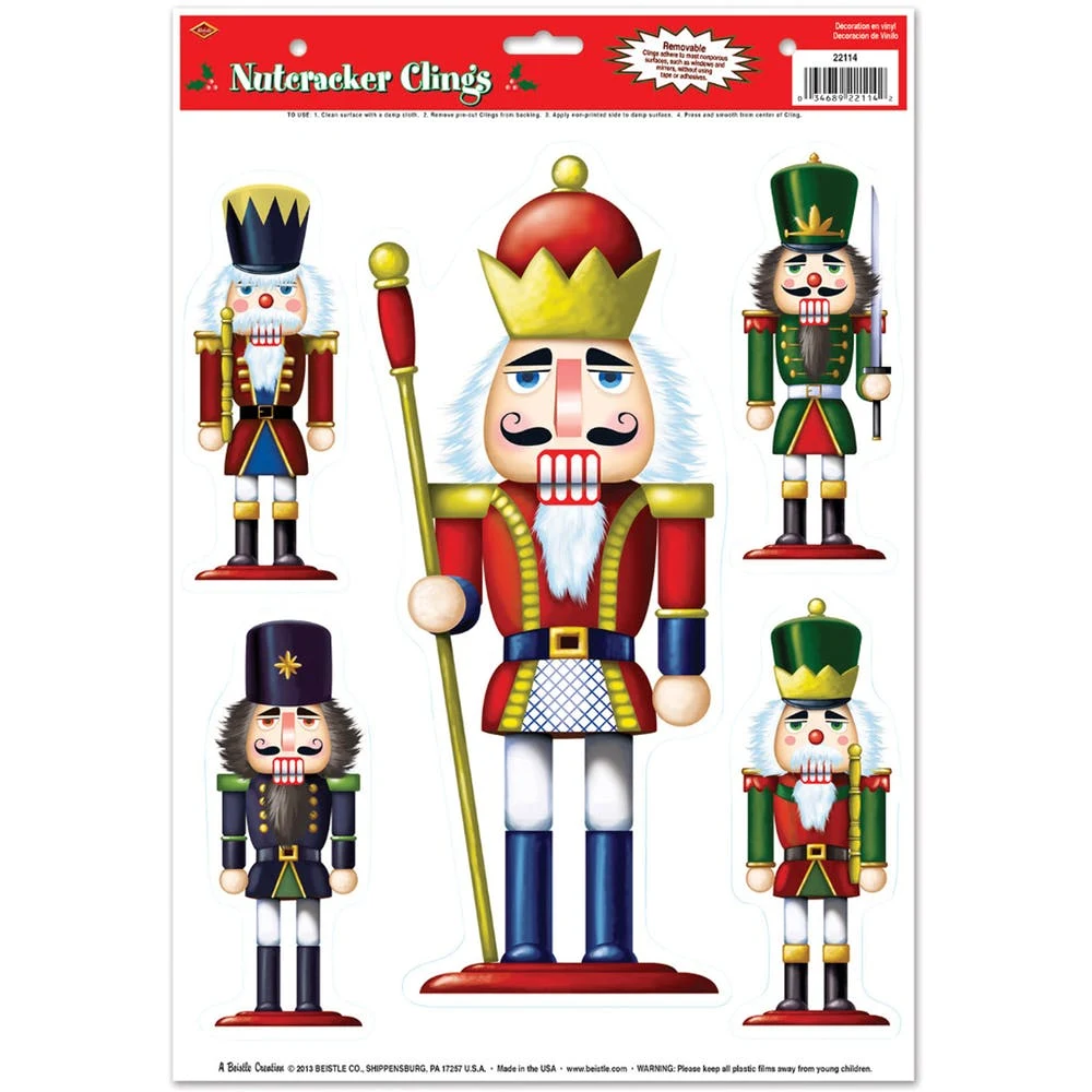 Nutcracker Clings - 5 Stickers Removable 1