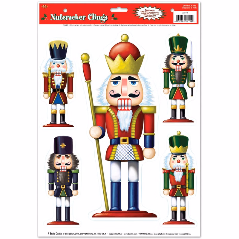 Nutcracker Clings - 5 Stickers Removable