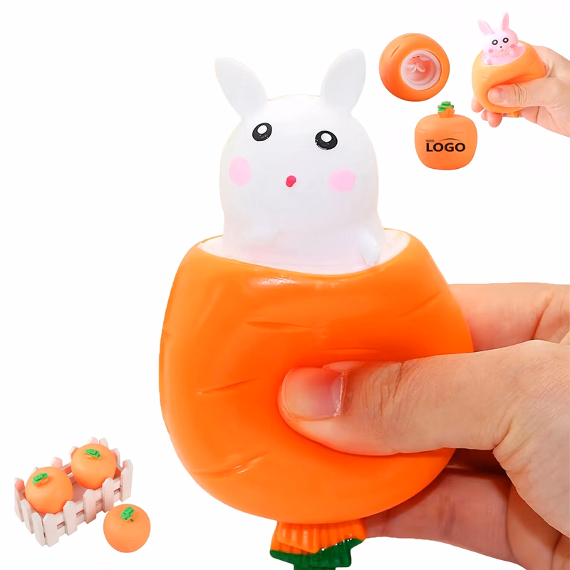 Vinyl Carrot Bunny Squeeze Stress Relief Toy