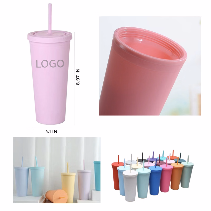 MOQ 10 Pcs Durable 24oz Plastic Straw Cup