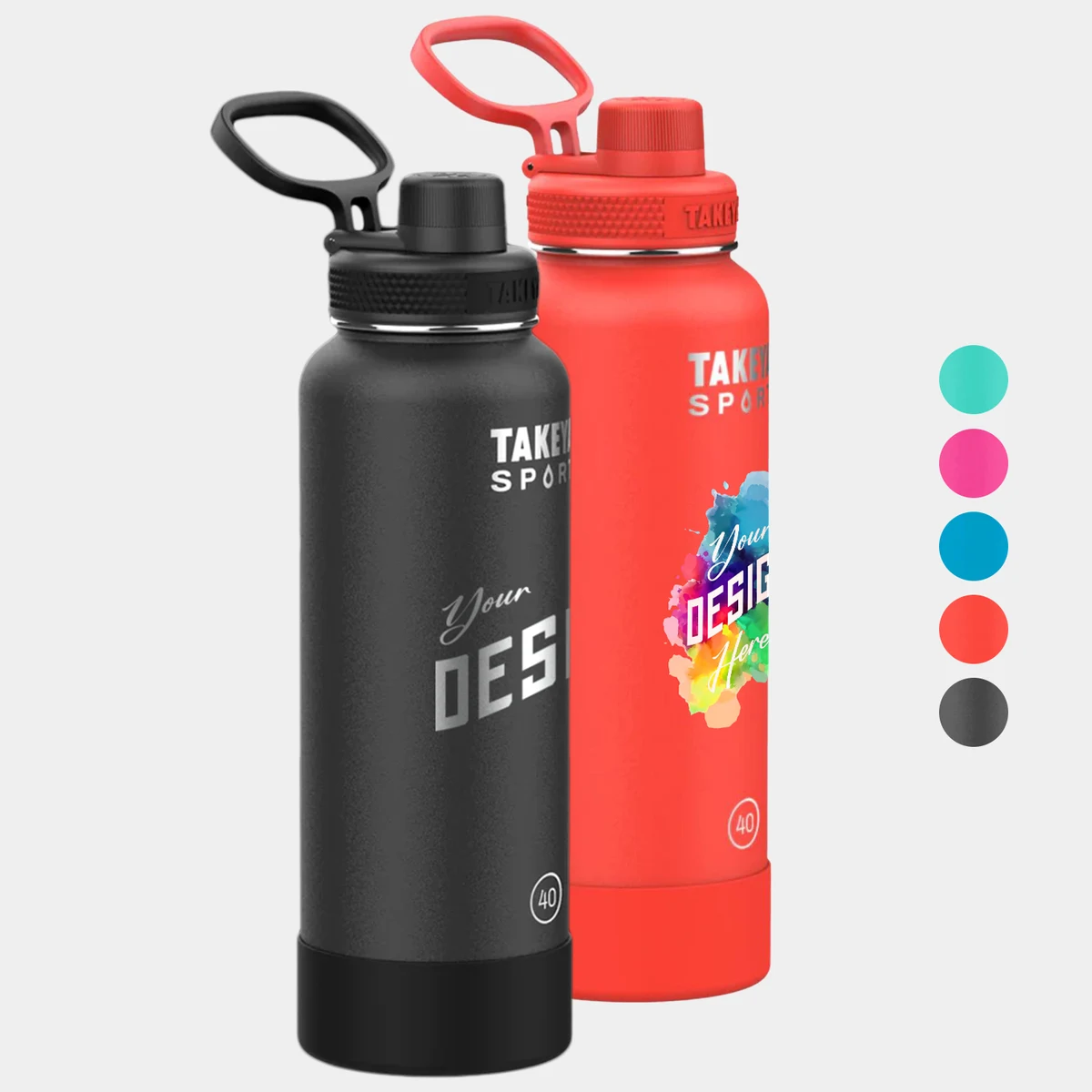 40 oz Takeya® Stainless Steel Insulated Sport Water Bottle w/ Spout Lid 1