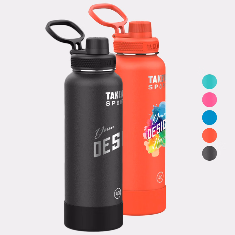 40 oz Takeya® Stainless Steel Insulated Sport Water Bottle w/ Spout Lid