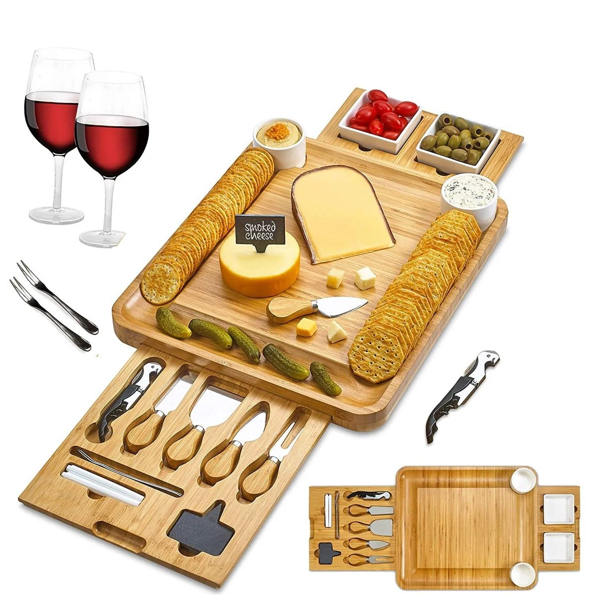 Bamboo Charcuterie Cheese Cutting Board Set 1