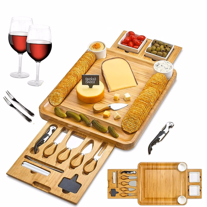 Bamboo Charcuterie Cheese Cutting Board Set