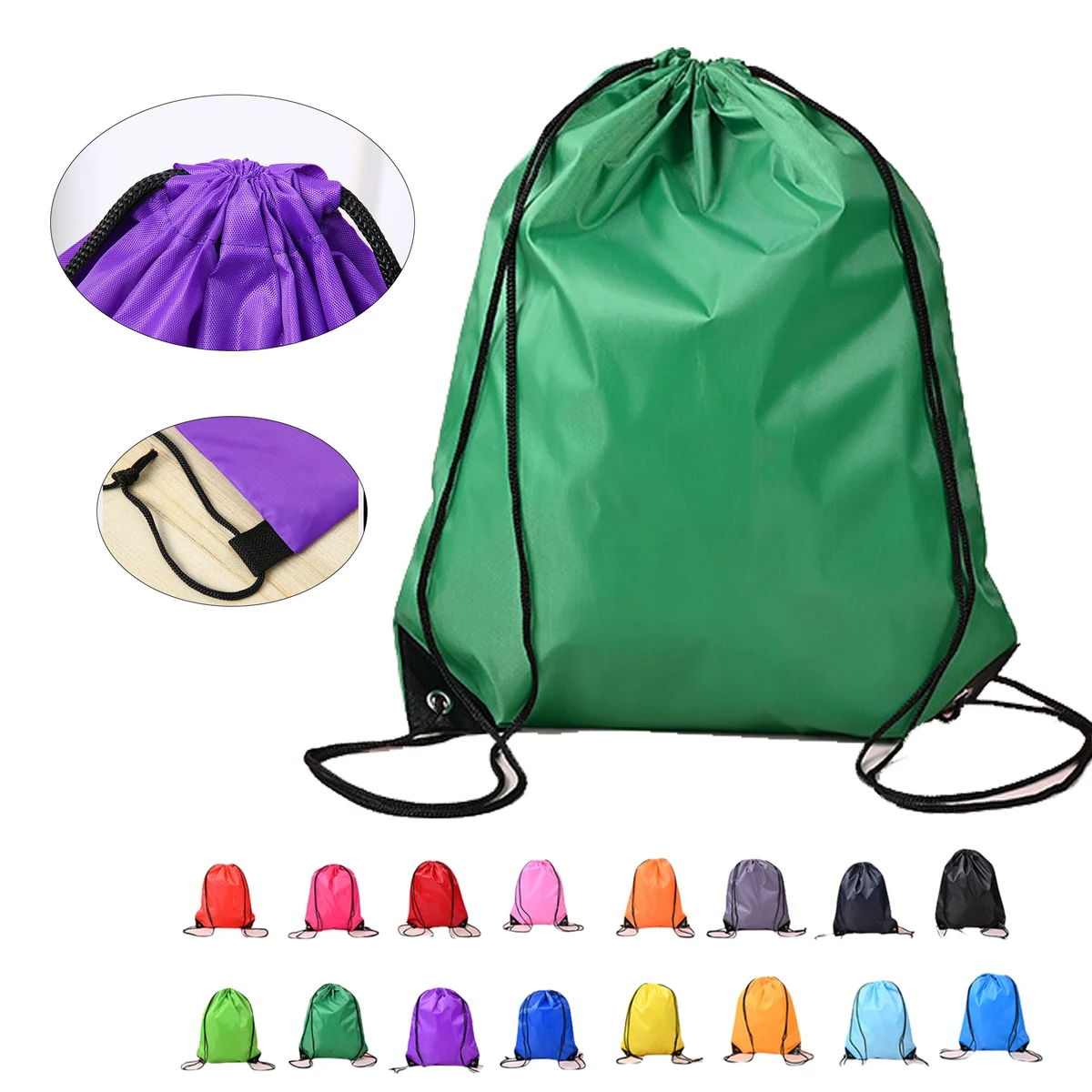 210D Polyester Drawstring Pocket Backpack 1