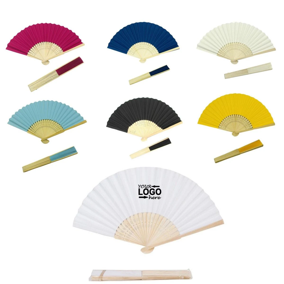 13" Full Color Printed Bamboo Folding Hand Fan 1