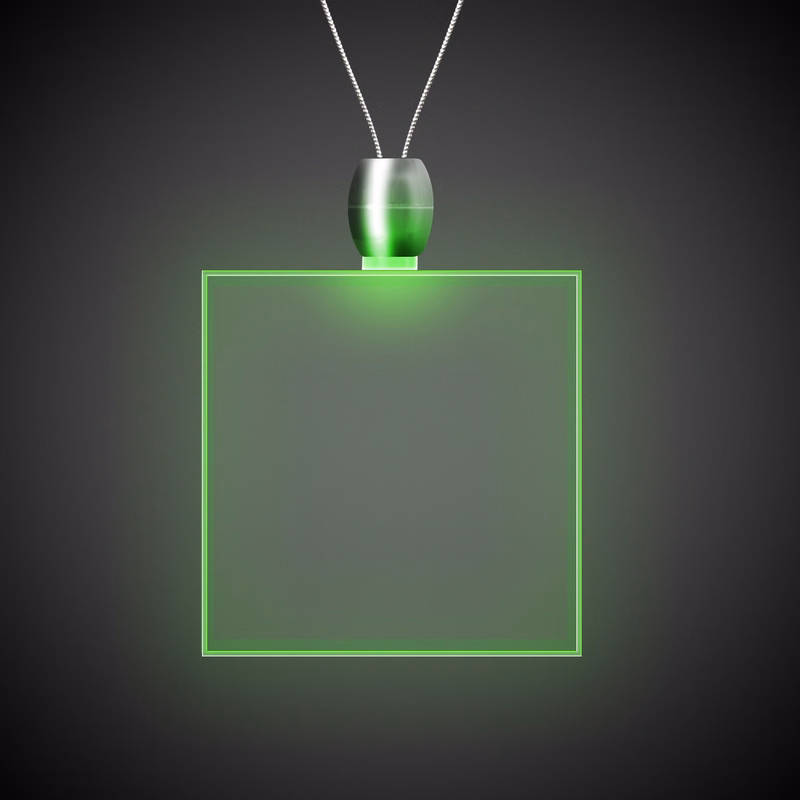 Square Green Light-Up Acrylic Pendant Necklace