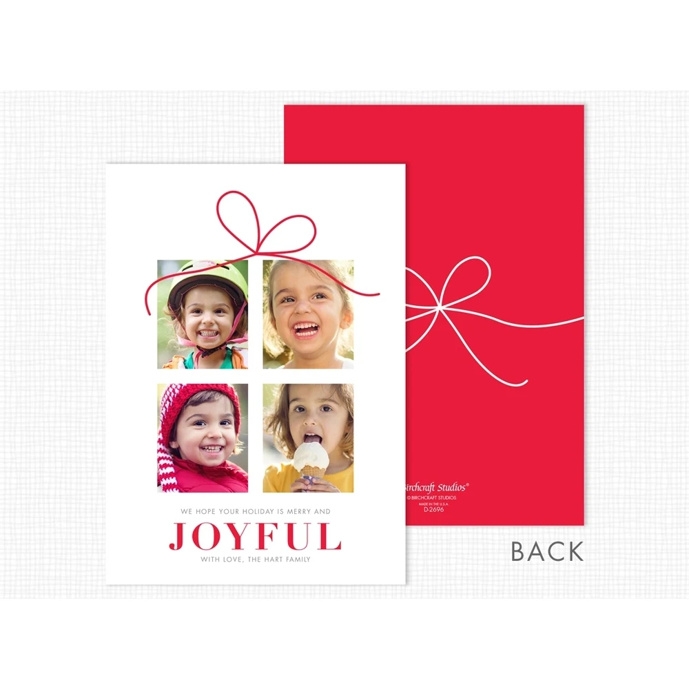 Joyful Gift Flat Photo Christmas Card 1