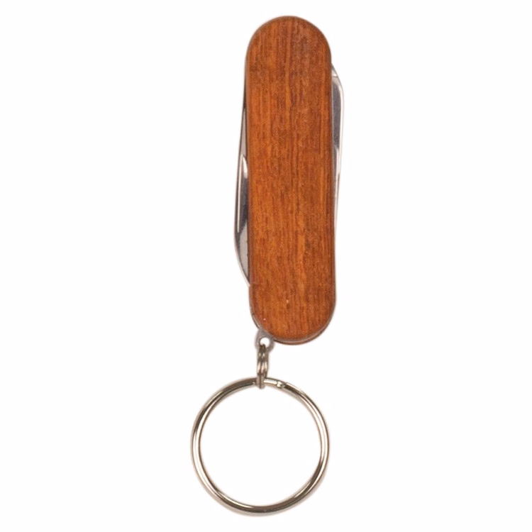 Custom Engraved Wood Pocket Knife with Key Ring