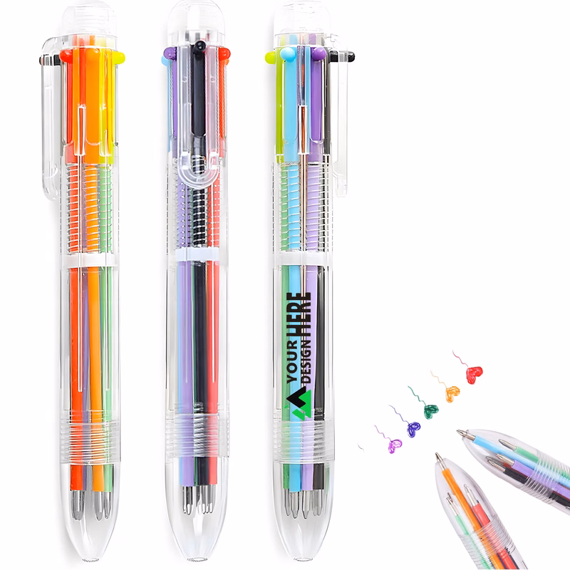 6 In 1 Multi Color Rainbow Push Ballpoint Pen