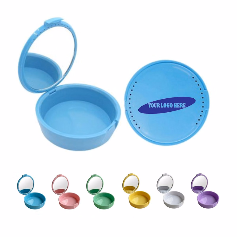 Round Plastic Retainer Case With Mirror