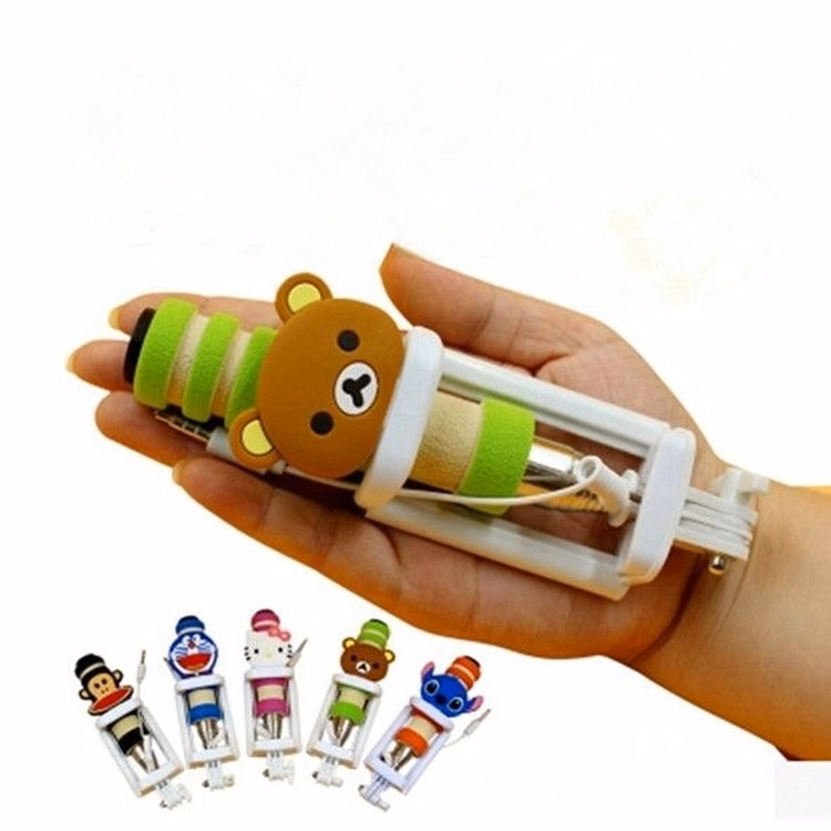 Wire smartphone foldable mini selfie stick