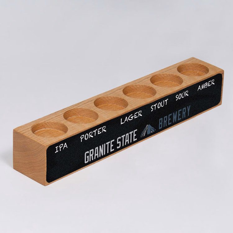 Sampler Block Beer Flight with Chalkboard - 6 Pocket