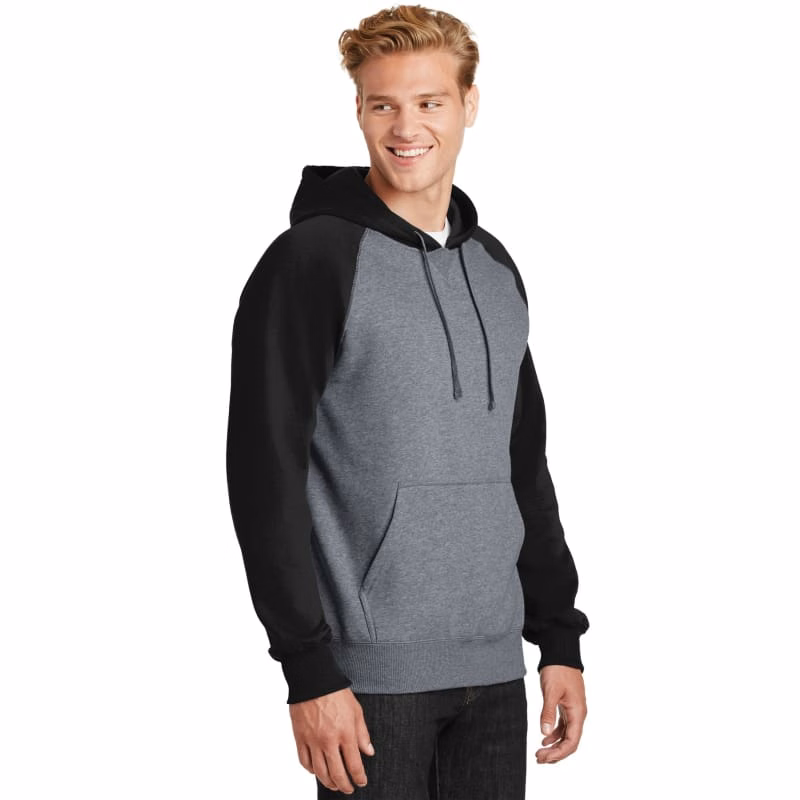 Sport-Tek Raglan Colorblock Pullover Hooded Sweatshirt.