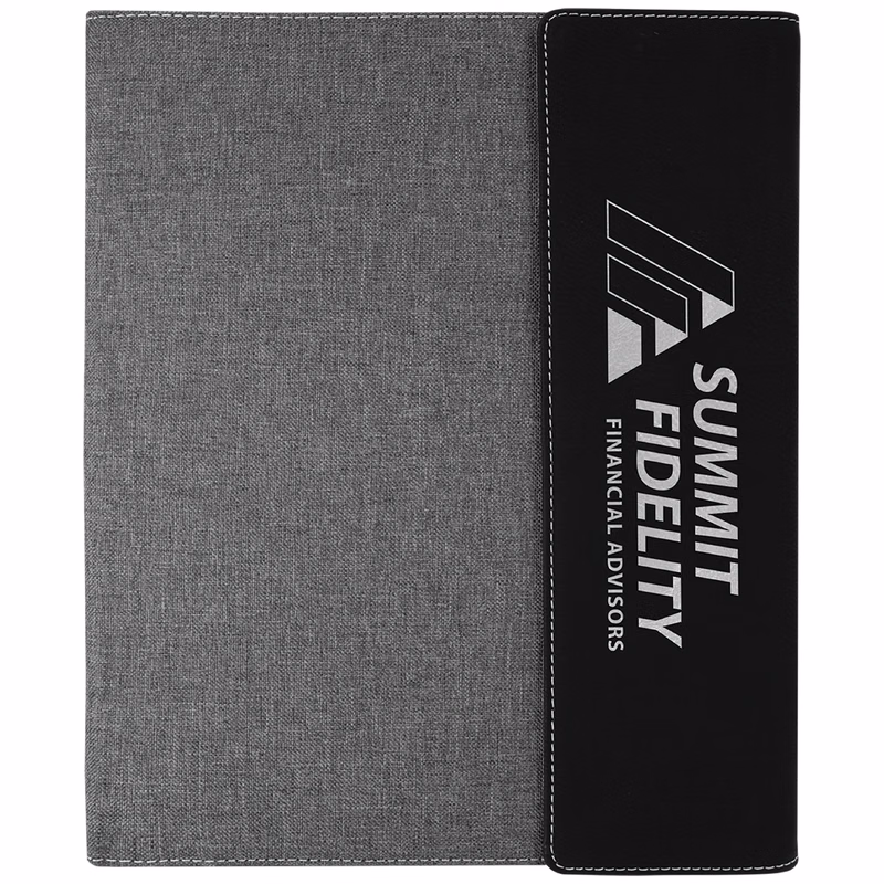 9" x 12" Black/Silver Leatherette & Gray Canvas Portfolio