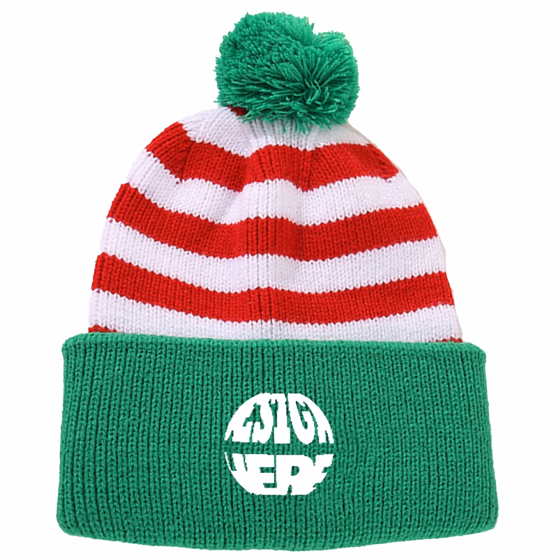 Embroidered Christmas Knitted Beanie Hat