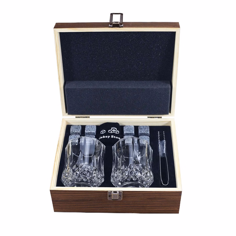 Whiskey Chilling Stones Gift Set with Wooden Box