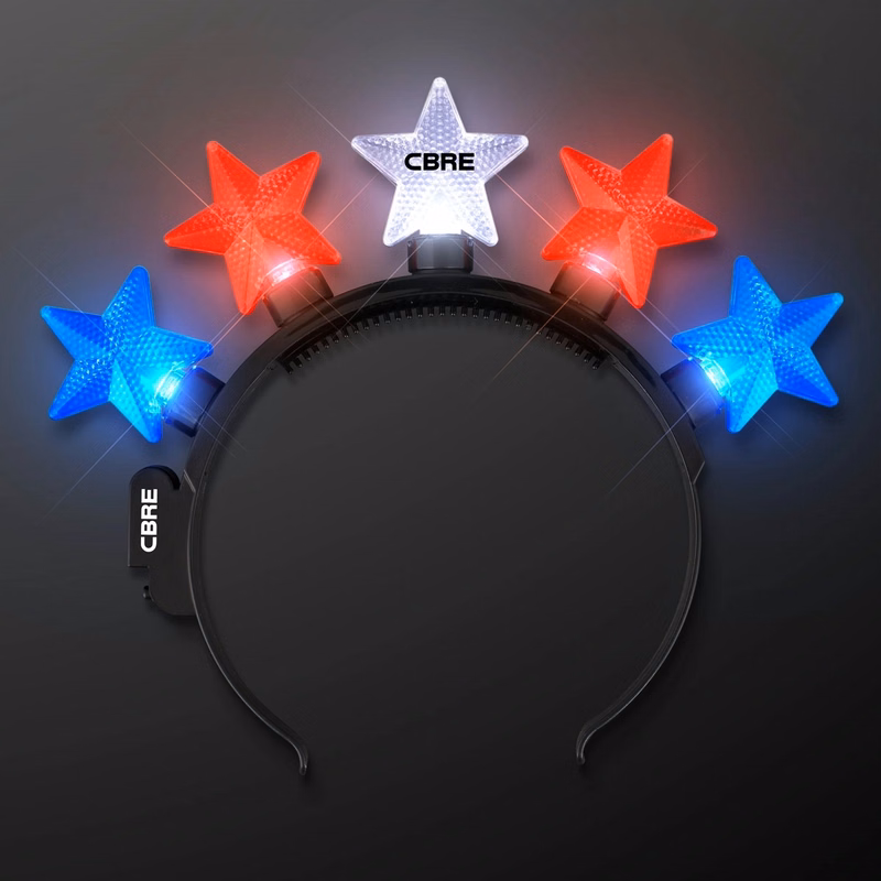 Light Up Stars Headband Red, White & Blue