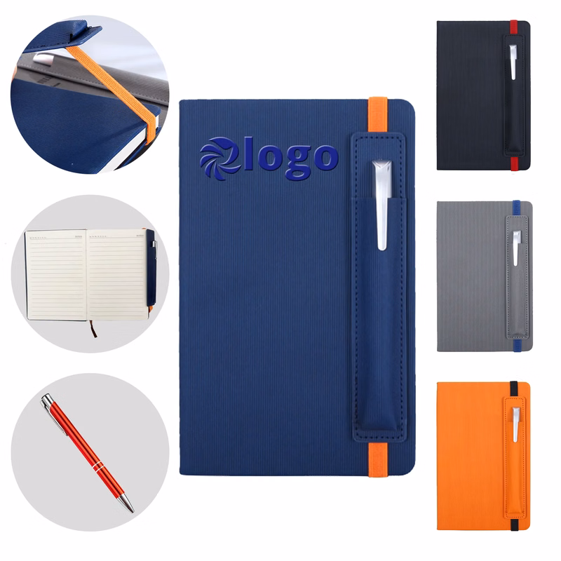 A5 PU Softcover Journal Hardcover Notebook Set with Pen