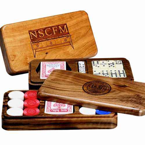 Wood Domino & Dice Box, 10 1/2 x 5 1/2 x 1 3/4"